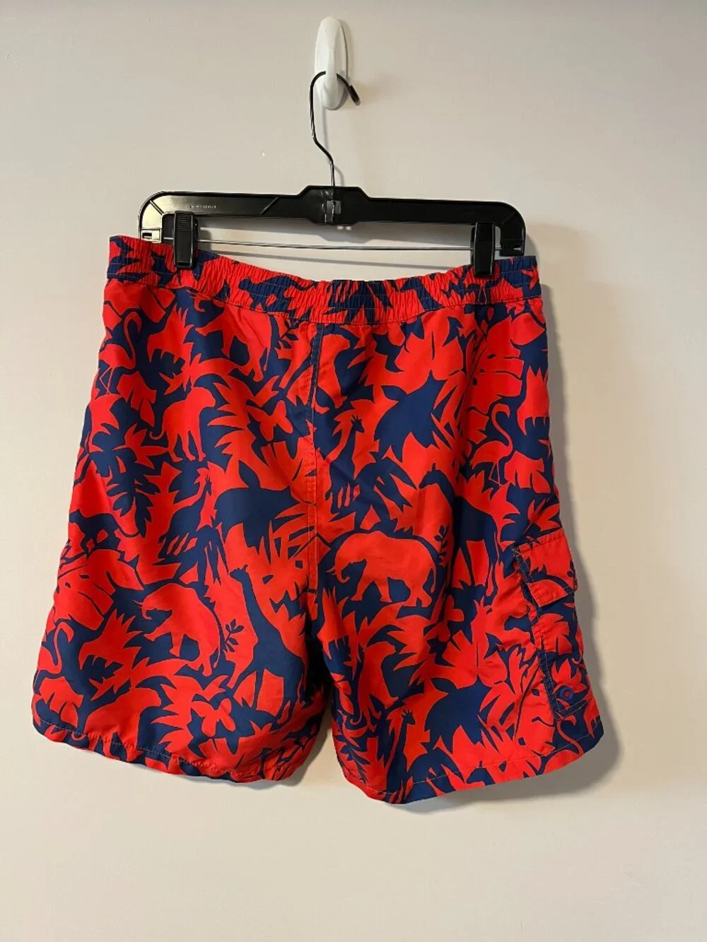 Polo Ralph Lauren Swim Trunk Mens M Red Blue Board Short Mesh Liner Jungle Print